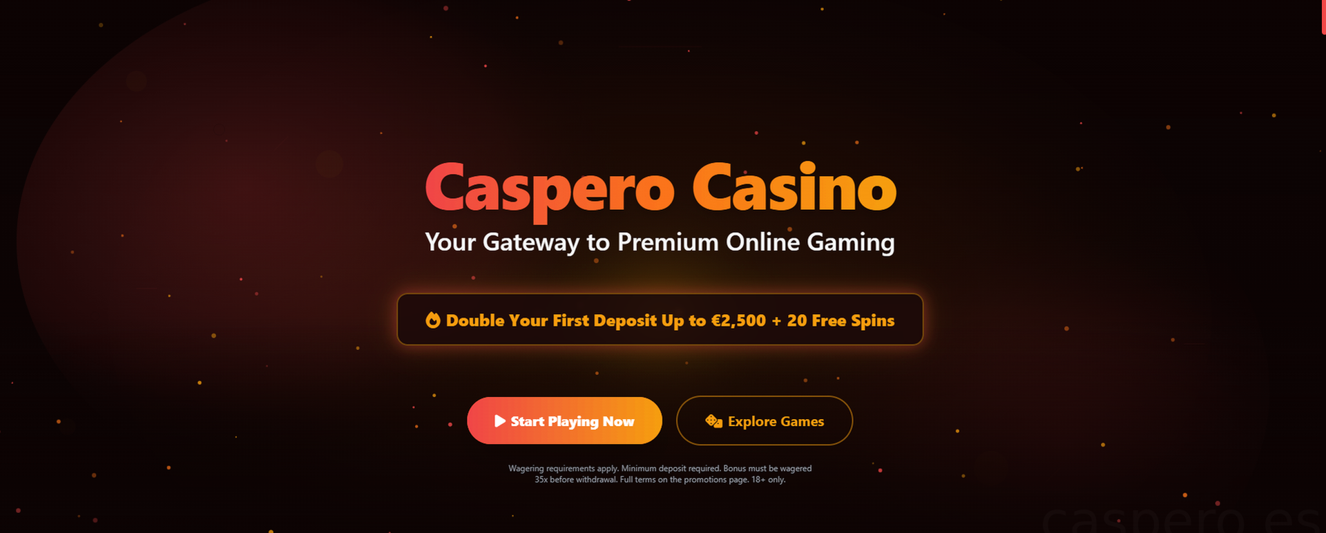 Caspero Casino 100% hasta 500€ + 200 FS